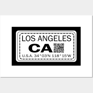 New Vintage Travel Location Qr  Los Angeles CA Posters and Art